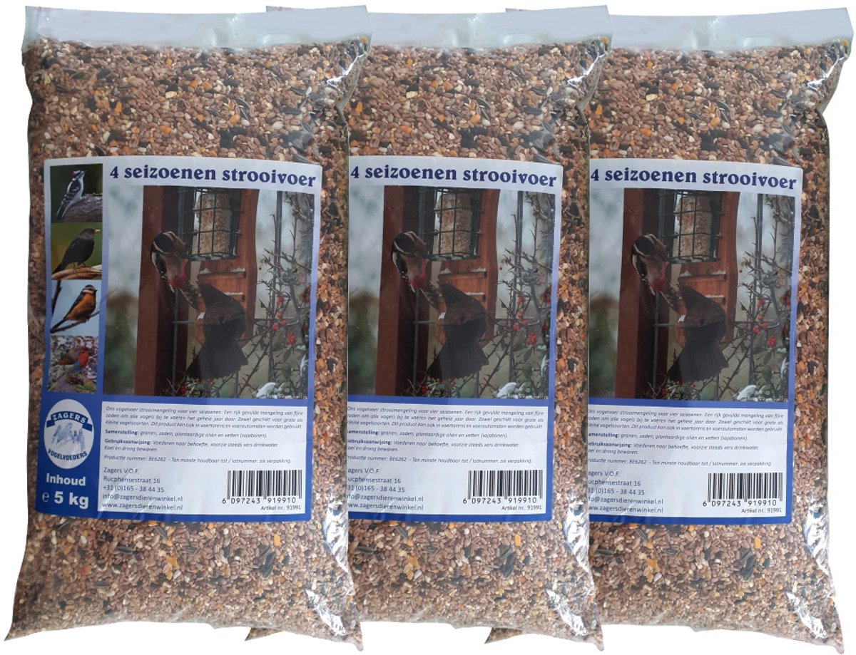 Zagers vierseizoenen strooivoer voor vrije natuurvogels 3 x 5 kg