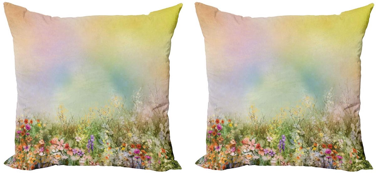 ABAKUHAUS Bloemkussenhoes Set – 2x40x40 cm – dubbelzijdig bedrukt – microvezel Mehrfarbig