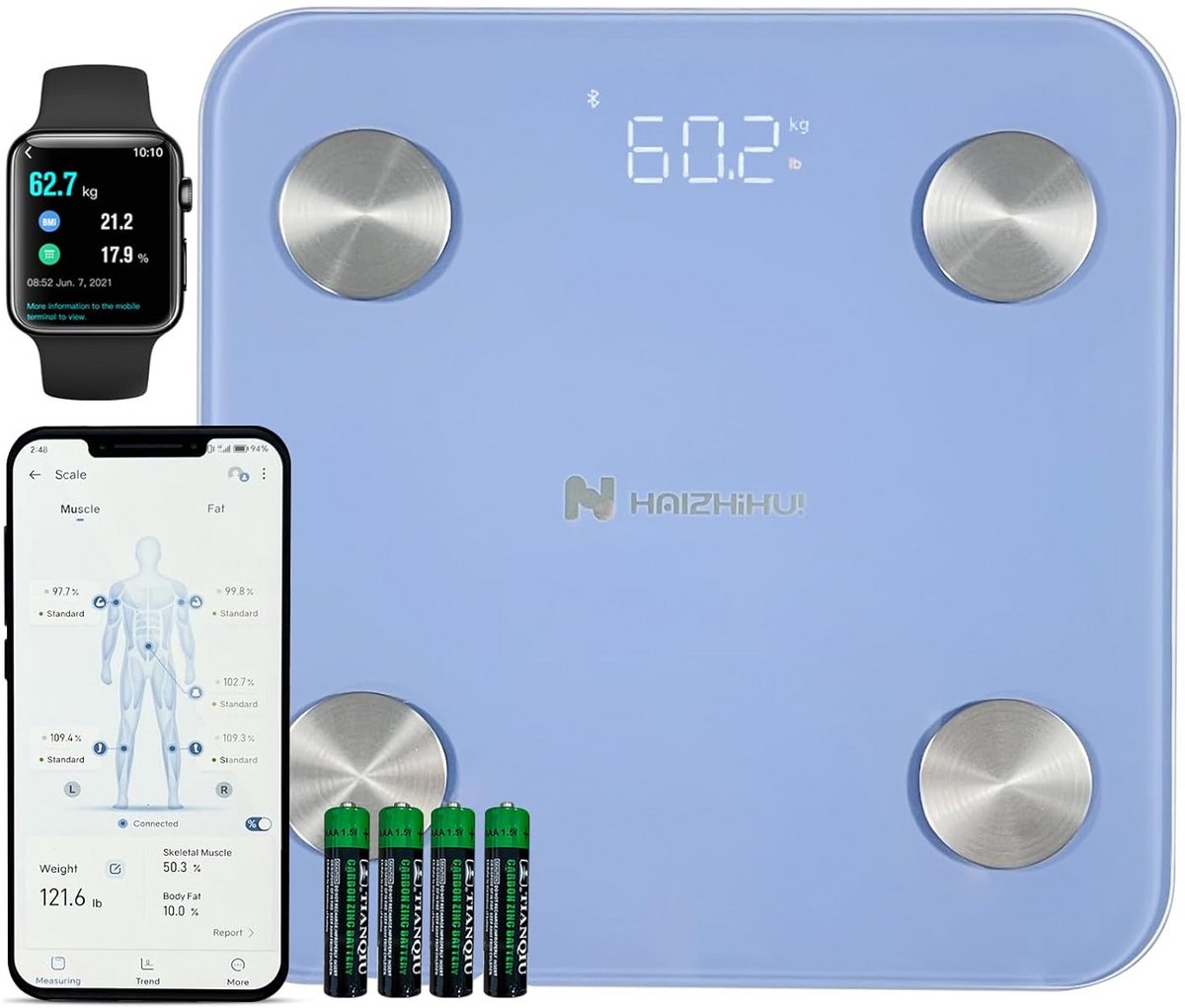 Digitale Personenweegschaal met Lichaamsanalyse en Bluetooth App - Max. 180 kg
