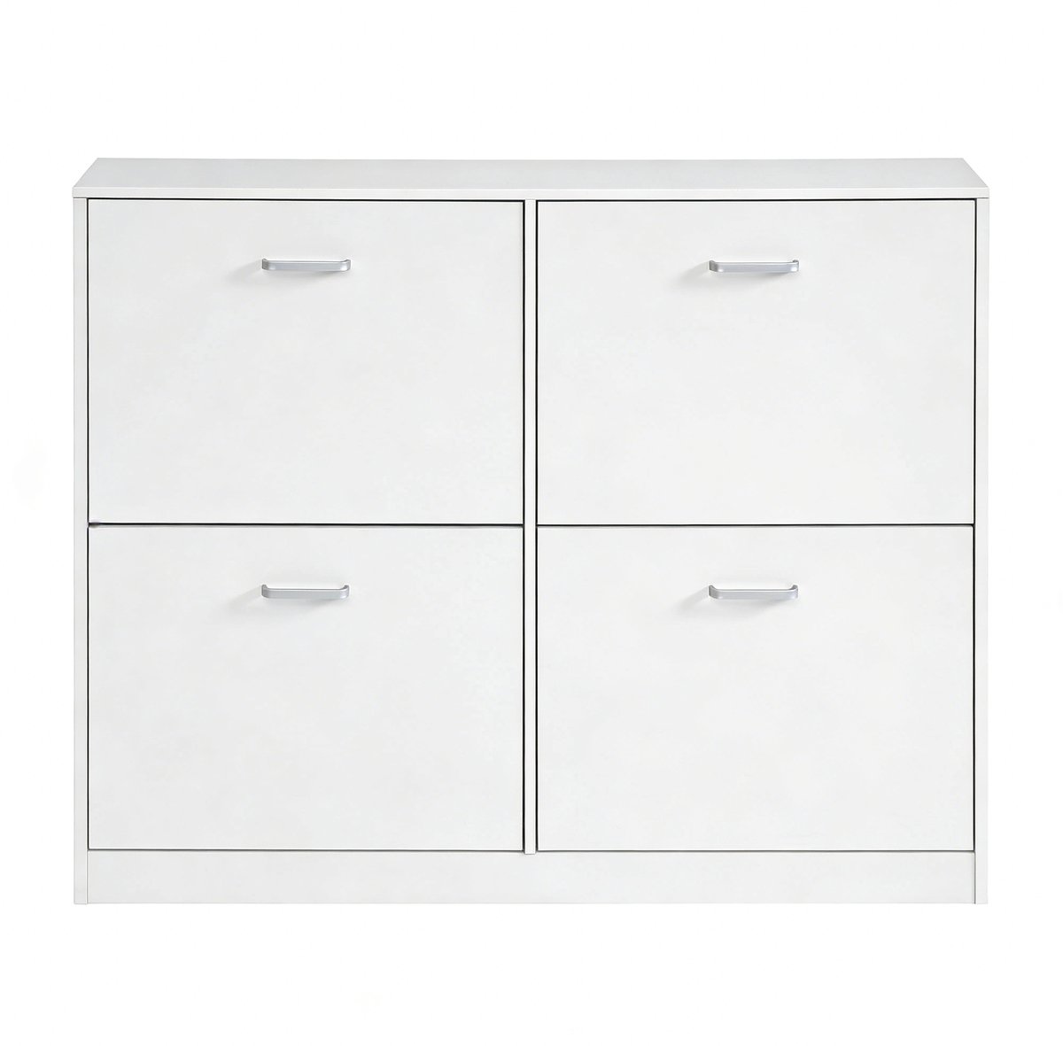 Schoenenkast Opbergkast Bijzetkast 24 x 105,5 x 82,7 cm Wit Houten Frame Voor Hal Entree Slaapkamer Met 4 Verstelbare Dubbeldeks Kantelvakken 16-28 Paren Schoenen Stevig Duurzaam
