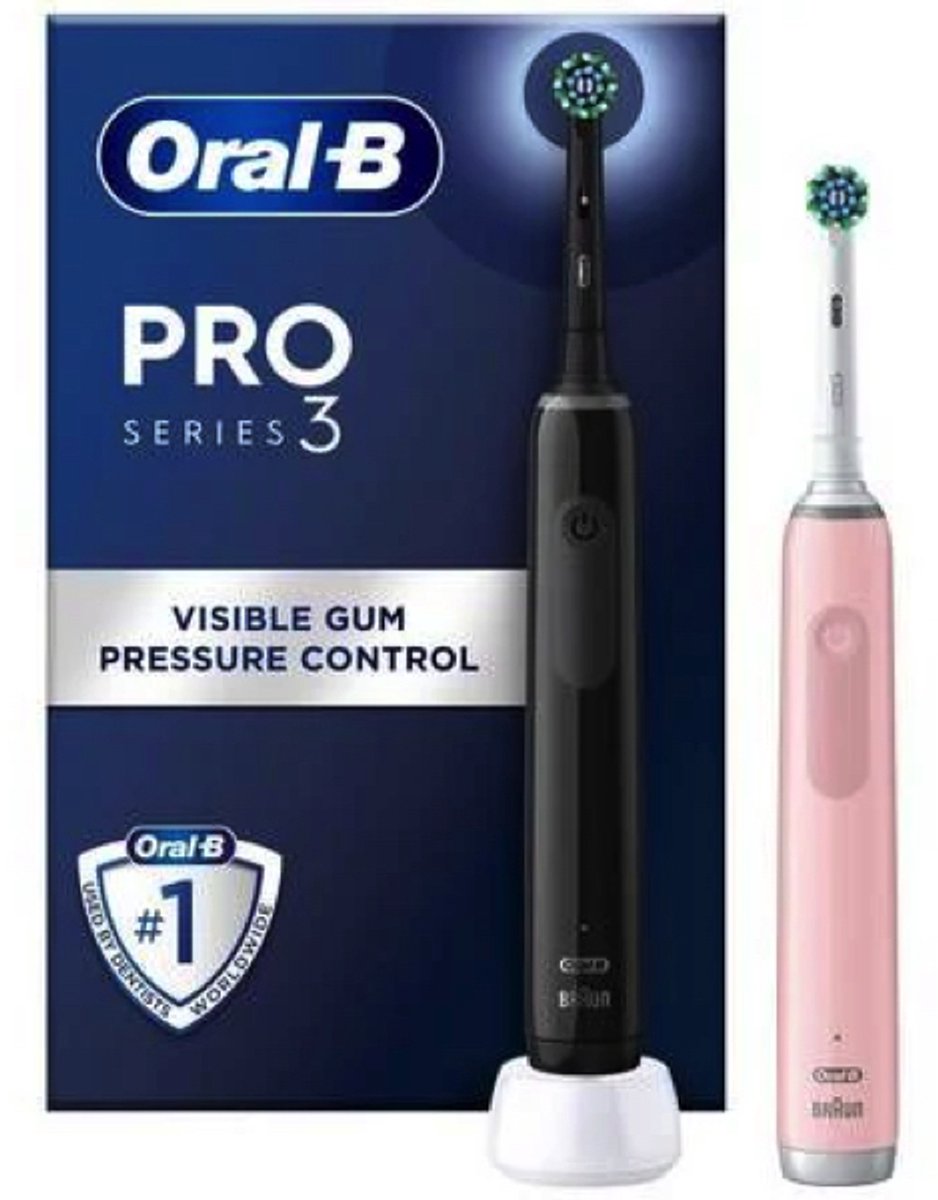 Oral-B Pro 3 - 3900 - Zwarte en Roze - Elektrische Tandenborstel