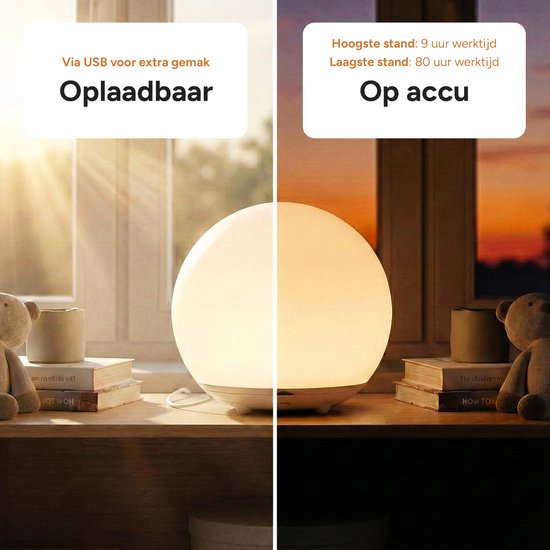 Oplaadbaar nachtlampje kinderen - Afstandsbediening - 8+ kleuren - Tijdfunctie - Wake-up Light - Sfeerlamp - Leeslamp - Tafellamp slaapkamer - Nachtlampje volwassenen - Touch bediening - Dimbaar - Draadloos - Nachtlampje baby - Draadloos bedlampje van Merkloos — afbeelding 3