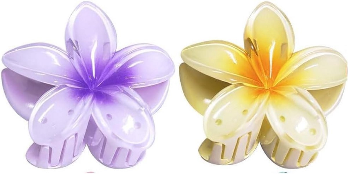 2x Grote Haarclip Bloem - Antislip Klem voor Dik Haar - Hawaiiaanse Stijl Haaraccessoire