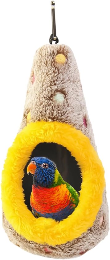 Nid d'oiseau suspendu en peluche résistant aux morsures maison de sommeil pour oiseaux d'intérieur adapté à la volière rebord de fenêtre et balcon nid doux pour inséparables perruches perroquets et petites espèces d'oiseaux