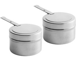 longziming -Set van 2 RVS Branders met Veiligheidsdeksel – 200 ml Wick Brander voor Chafing Dish, Buffetverwarmers, Catering, BBQ & Outdoor Gebruik