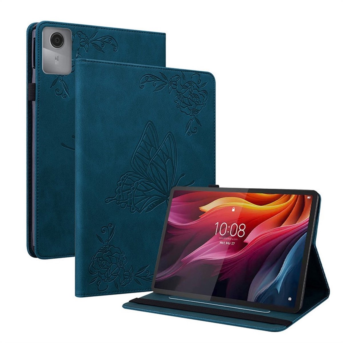 Coverup Tablethoes geschikt voor Lenovo Idea Tab 11 Hoesje - Vlinders Book Case - Blauw
