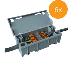 WagoBox Light Lasdoos - 6 stuks- Kunststof - 39mm x 29mm x 95mm - 2 ingangen - Grijs - Sixpack
