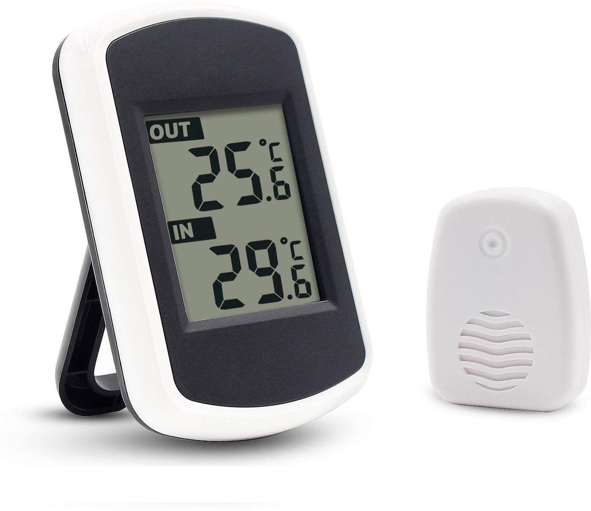 Mini Draadloze Weersmeter – Digitale LCD Thermometer Binnen & Buiten, Nauwkeurig & Compact (Wit)