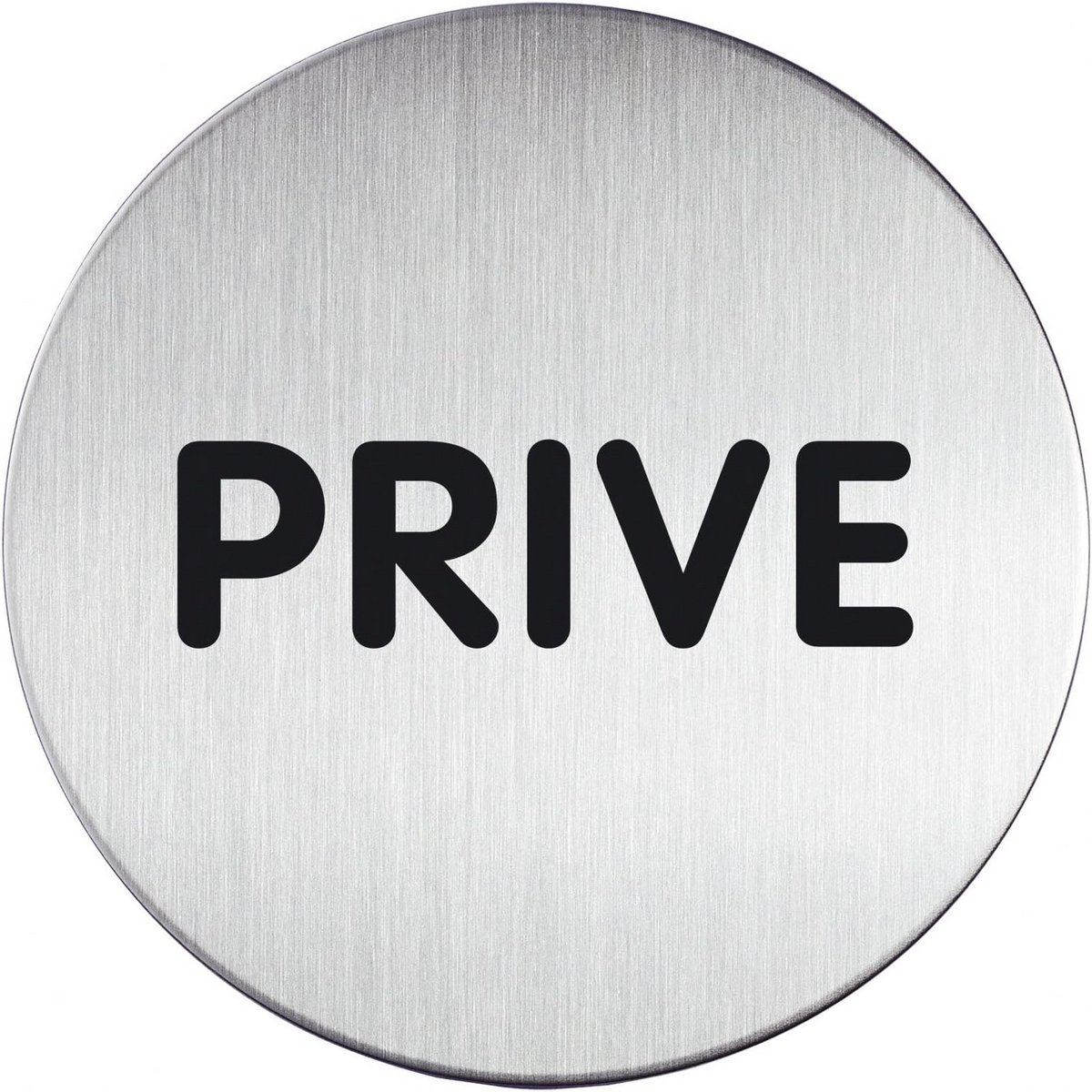 Ronde Zelfklevende Sticker 'PRIVÉ' - Metaal Look Zilver - Diameter 83mm