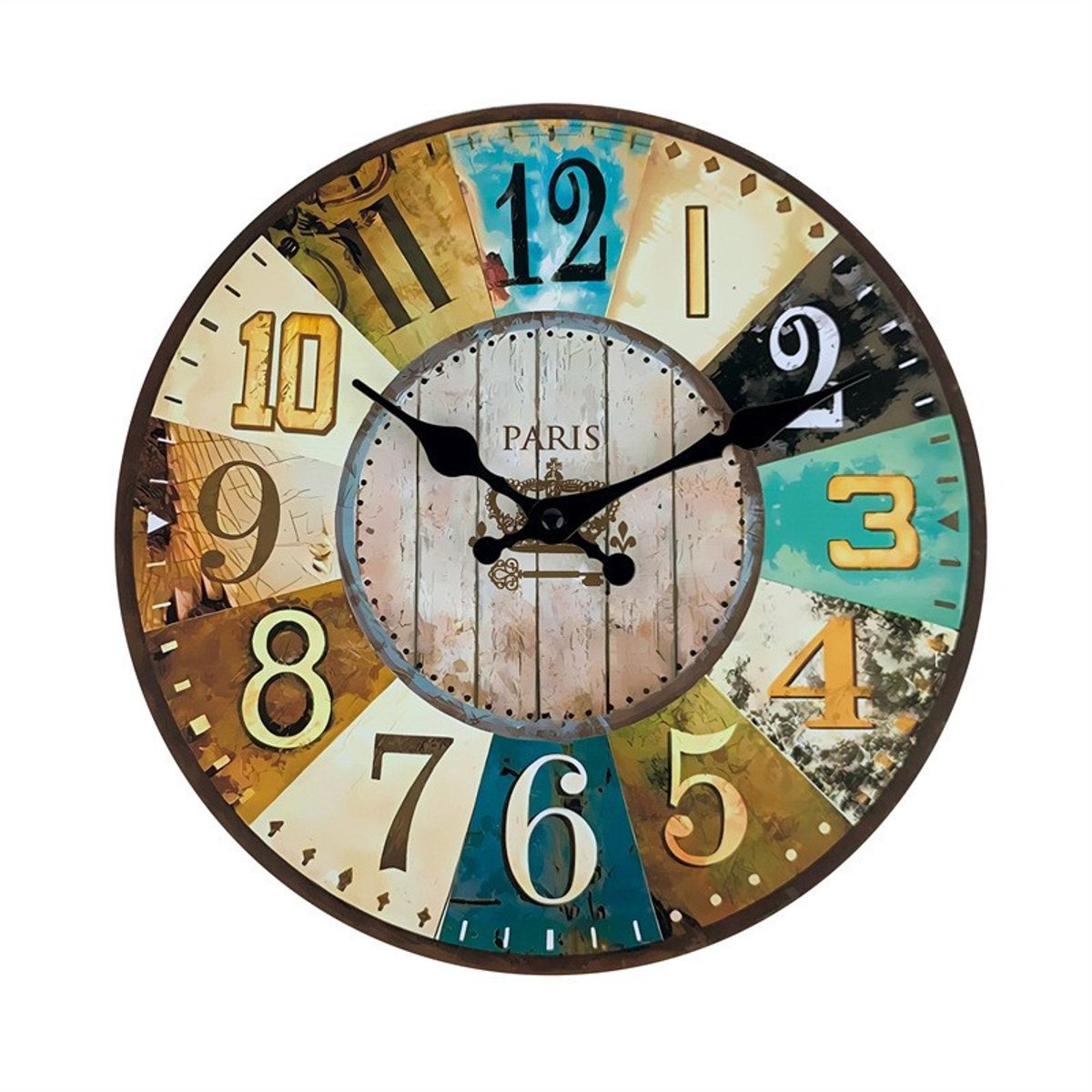 Ynkkvre - Wandklok - Muurklok - Houten Wandklok - Vintage Design Met Grote Arabische Cijfers Voor Rustige Ruimtes - 1 - Keuken En Woonkamer, Bruin