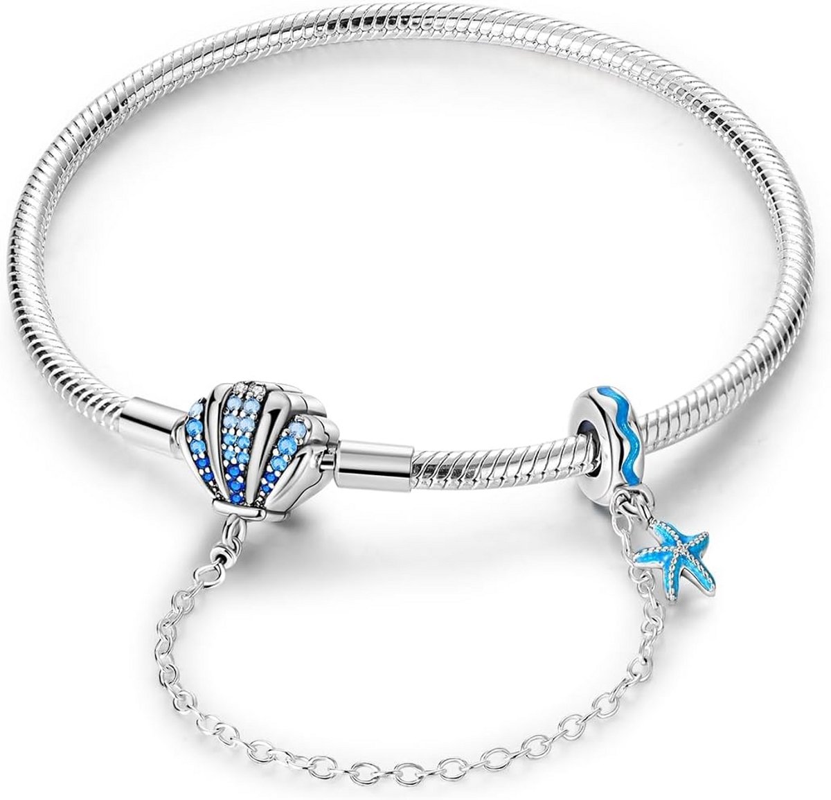 Sterling Zilveren Bedelarmband met Hartsluiting voor Dames