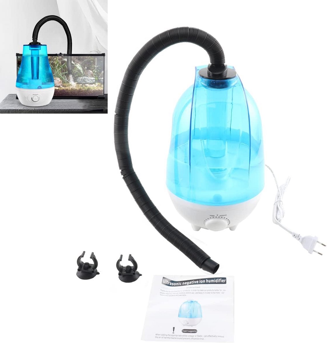 Luchtbevochtiger voor Terrarium Reptielen 4L Nevelmachine met Instelbare Slang