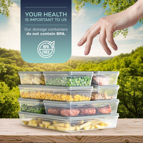 Coffret de conservation alimentaire Soft Chef Fresh Box 4 pièces (4 × 2400 ml) – Sans BPA, hermétique, anti-fuite, compatible micro-ondes, lave-vaisselle et congélateur – Avec couvercles crème/beige