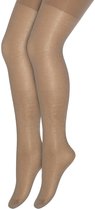 Bonnie Doon Kinder Panty 2 paar Beige Zand 20 Denier maat 116/122 - Meisjes - Glans Panty Kinderen 20 den - Tiener Panty Doorschijnend - Bruiloft - Feest - Communie - 2-pack - Kids - Glimmend - Stevig Broekje - Goud - beige - Sand - OL1639852.18
