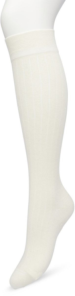 Bonnie Doon Bio Rib Kniekousen Dames COff White maat 36/42 - Klassiek Rib patroon - Creme - Biologisch Katoen - Ultiem comfort - Rib Knee High - OEKO-TEX - Gladde Naden - Duurzaam Huidvriendelijk Bio Katoen - Snow White - BP221414.353