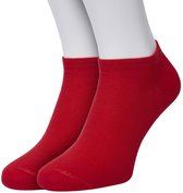 Bonnie Doon Sneakersokken Dames Rood maat 36/42 - 2 paar - Basis Korte Sokken - Gladde Naden - Enkel Sokken - Uitstekend Draagcomfort - Enkelsokken - Sneaker Sokken - 2-pack - Multipack - Effen - Red - OL8110012.337