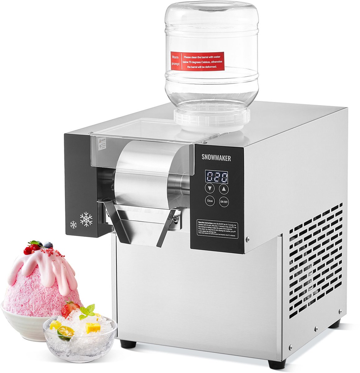 Commerciële Ijsmachine met Sneeuwvlokken Ijsschaafmachine Van Roestvrij Staal met Een Capaciteit Van 125 kg Per 24 UUR, Geschikt voor Bakkerijen, Cafés En Luchtkoelsystemen