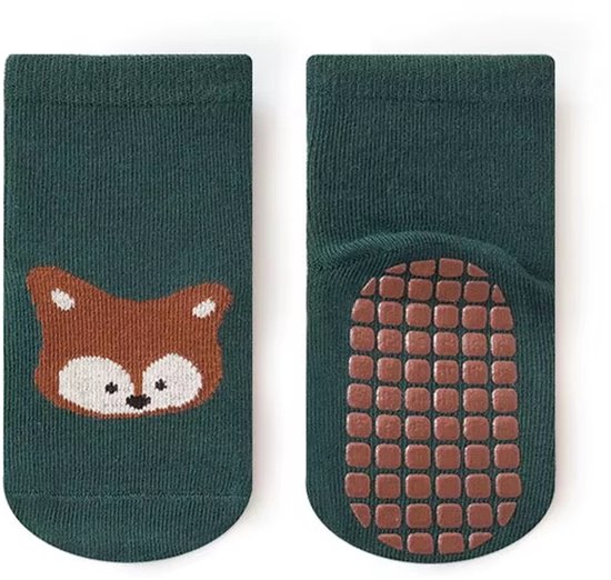 6 Paar Antislip Kindersokken Maat L (3–5 Jaar, 14–15 cm) - Cartoon Vos & Beer Vloersokken voor Jongens en Meisjes - Baby & Peuter Sokken, Zachte Anti-Slip Sokken voor Kinderen, Leuke Cartoon Sokken van Merkloos — afbeelding 3