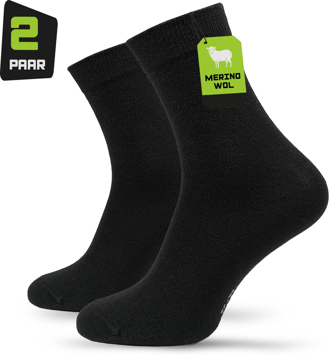 Premium Sokken Heren & Dames Merino Wol Maat 39/42 - 2-paar - Zwarte Wollen Sokken - 40% Merino Wol - Warme Sokken - Europese Productie - 94Activewear