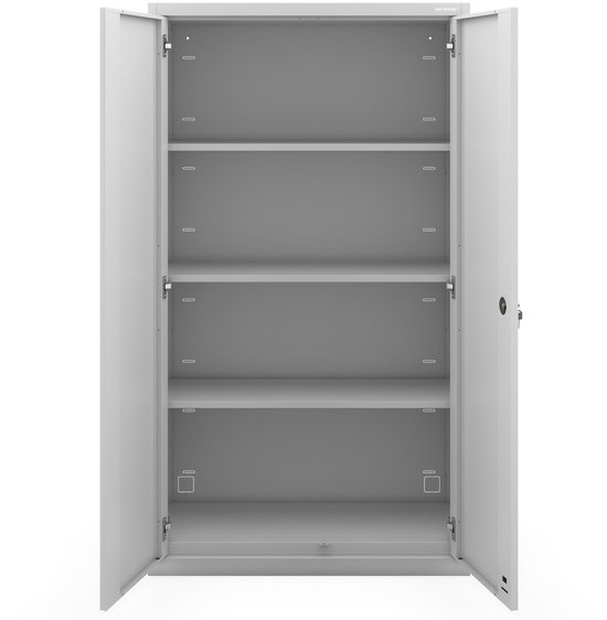 JAN NOWAK - Armoire de classement métallique MEGAN - Armoire de rangement avec socle - Armoire de bureau avec 2 portes - Grijs