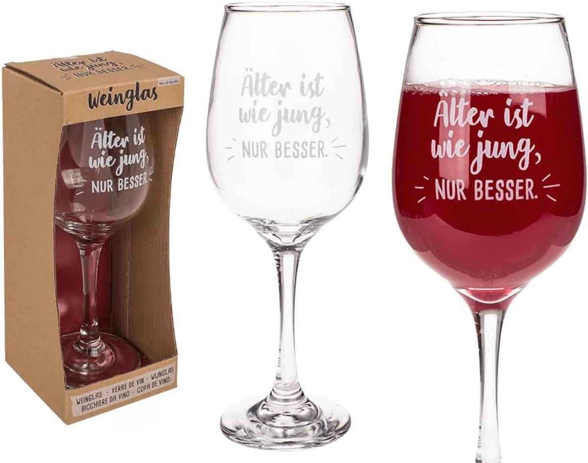 Grappig Wijnkado Glas "Ouder is als Jong, Alleen Beter" - XL 420ml
