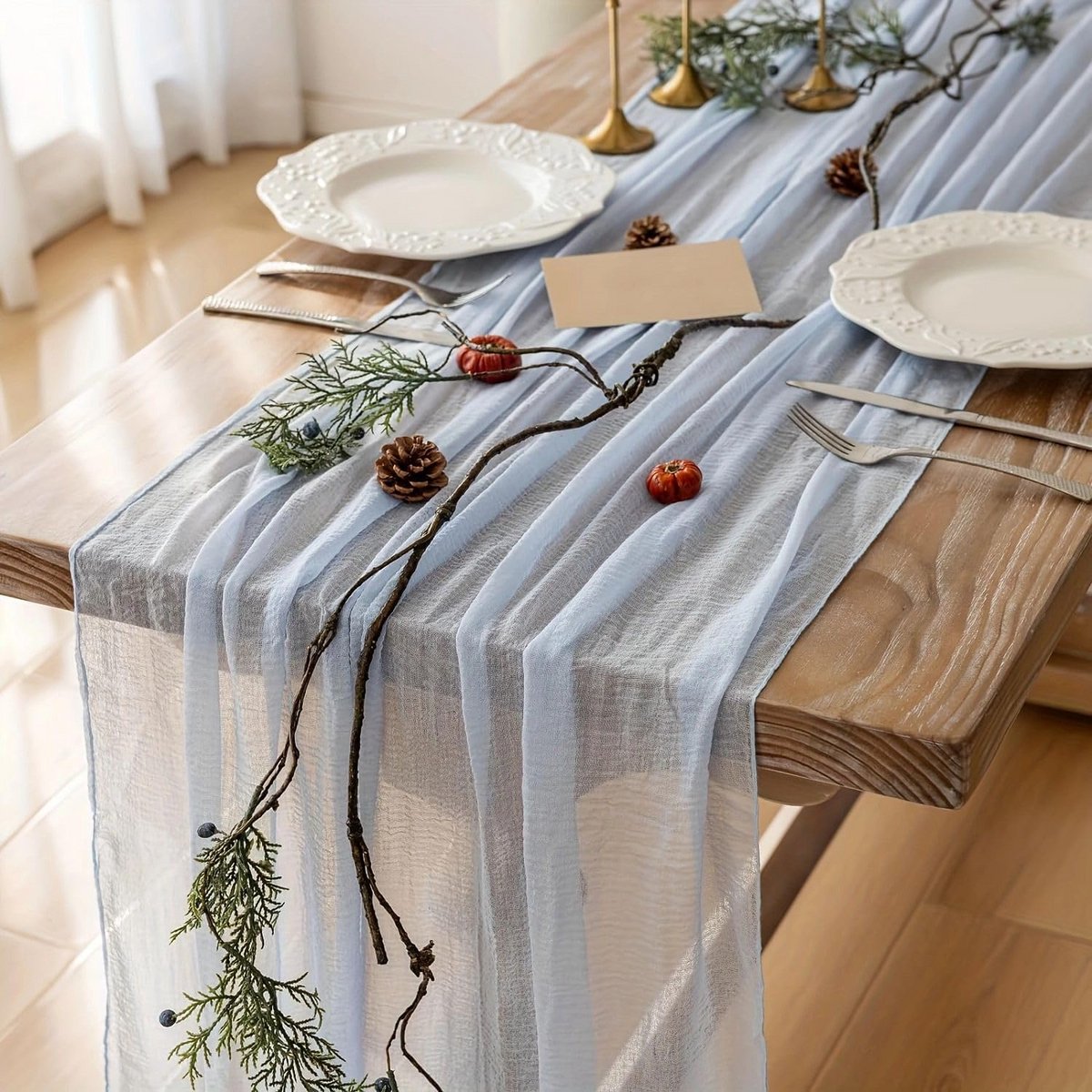 Lange Kaasdoek Tafelloper Lichtgrijs 90x180cm voor Bruiloft en Feest Decoratie