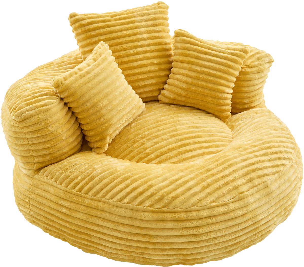 Corduroy zitzak. Duurzame en comfortabele loungestoel. Zitzak met hoge rugleuning. Inclusief drie kussens, geschikt voor zowel volwassenen als kinderen. Ideaal als losse gamestoel.