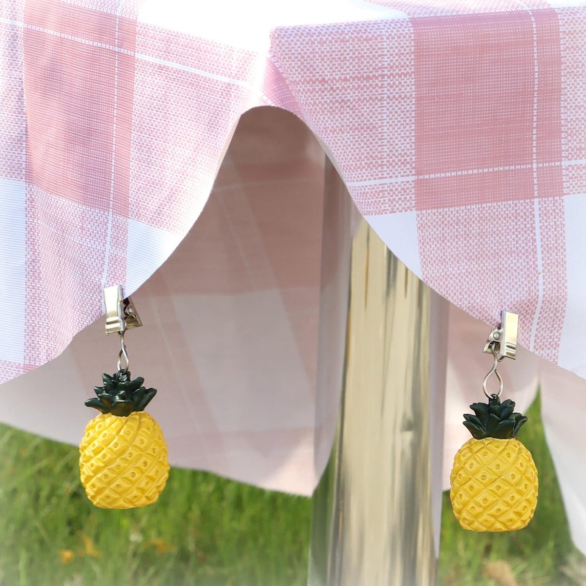 Candala 8x tafelkleedgewichten - weerbestendige tafelkleedgewichten met clip - tafelkleedclip in ananasdesign - ca. 40 gr (8 stuks - ananas - 40g)
