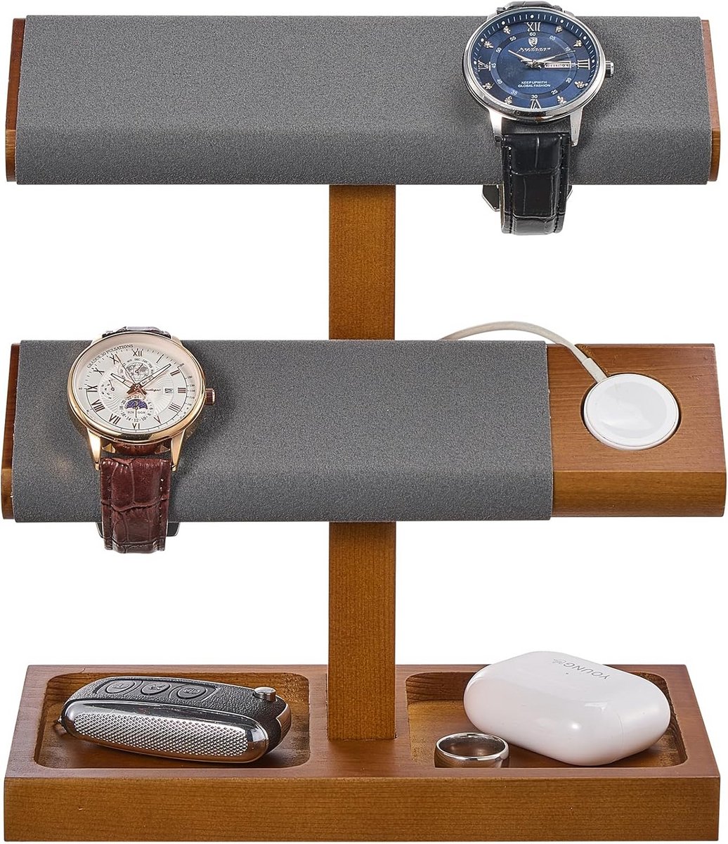 Houten Horloge Standaard voor 2 Horloges - Sieraden Presentatierek