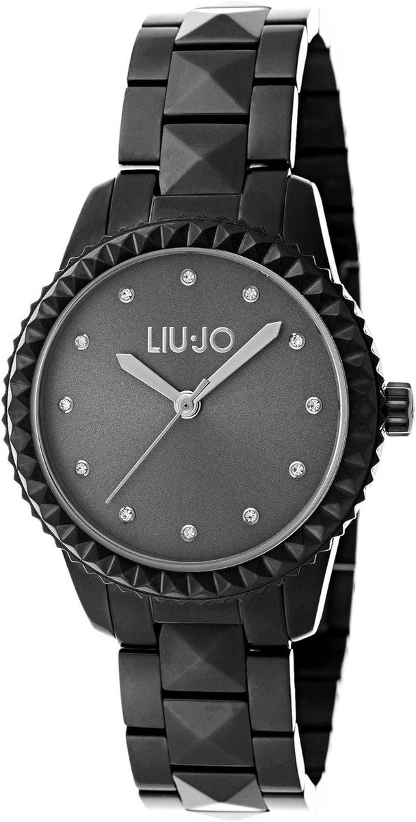 Dameshorloge met zwarte roestvrijstalen armband