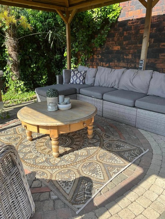 Buitenkleed 120-180cm, bruin/creme, Mandala