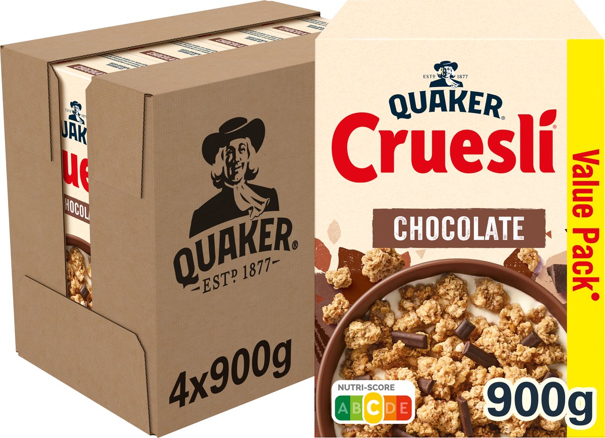 Quaker Cruesli Chocolade - Ontbijtgranen - 4 x 850 gram