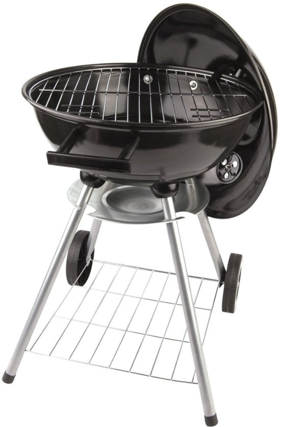 Kogel Barbecue - Houtskool Barbecue - BBQ - Barbecue op Wielen - Kookgerei - Grilrooster - Grillen - Egg BBQ - met Geïsoleerde Handvaten, Ontluchtingssysteem, As Opvangbak, Deksel en Opbergrooster - voor Vlees, Vis en Groente - Metaal - Zwart van Merkloos — afbeelding 4