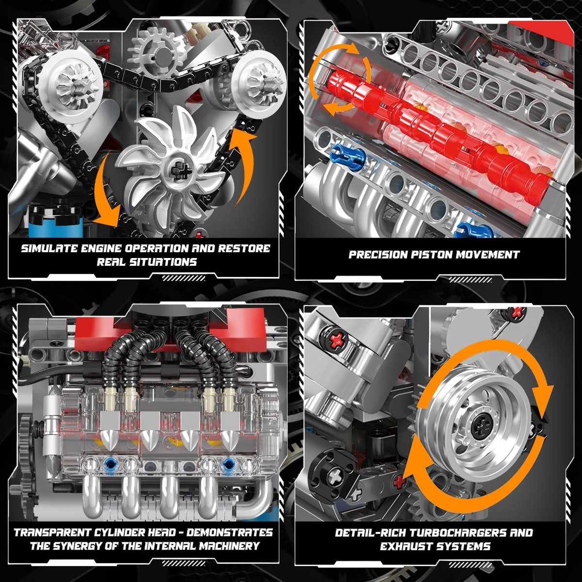 Mould King 10171 Icons Technic V8 formule 1 motor | F1 speed champions modelbouw | Creator classic bouwpakket compatibel met lego | Technische speelgoed ideas voor expert volwassenen & kinderen | Bouwdoos met 535 bouwstenen — afbeelding 3