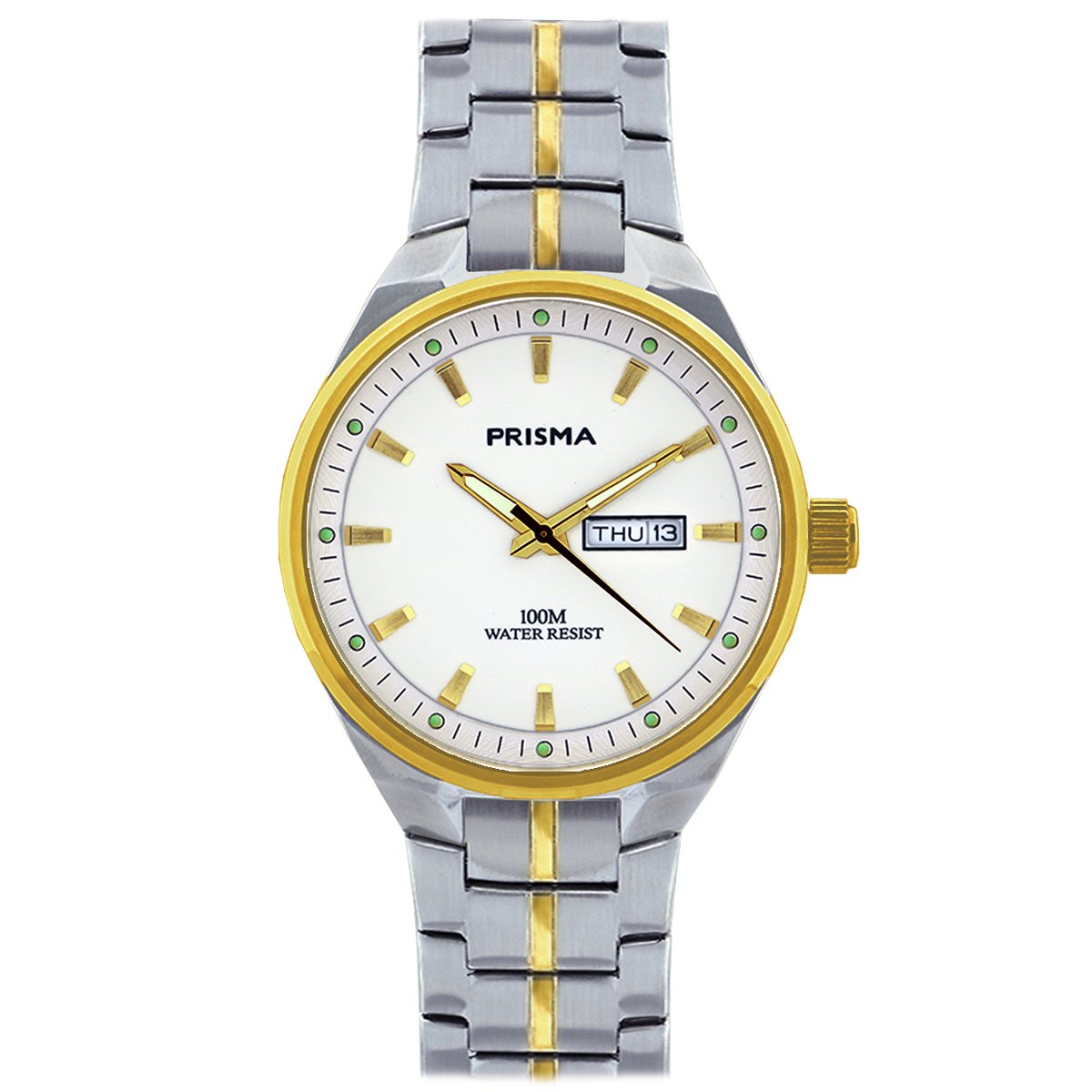 Prisma horloge P.2433 Century bicolor off-white dag-datum