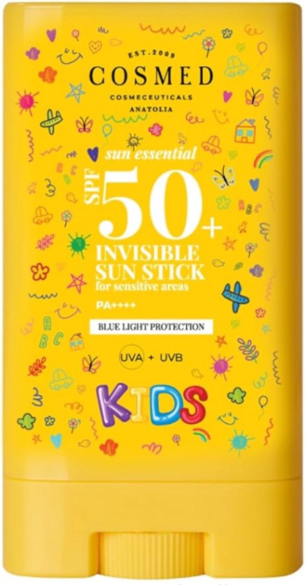 Cosmed Kids Zonnebrandstick SPF50 – Vegan Zonbescherming 20g, Voor Gevoelige Kinderhuid, Waterresistent, Zonder Parfum, Met Squalane en Ectoin