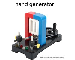 Handmatig aangedreven generator met elektromotor, geschikt voor wetenschappelijke experimenten, montageset voor een elektromotor, hulpmiddel voor natuurkundeonderwijs, draagbare noodgenerator, ideaal voor schoollaboratoria en doe-het-zelfprojecten.