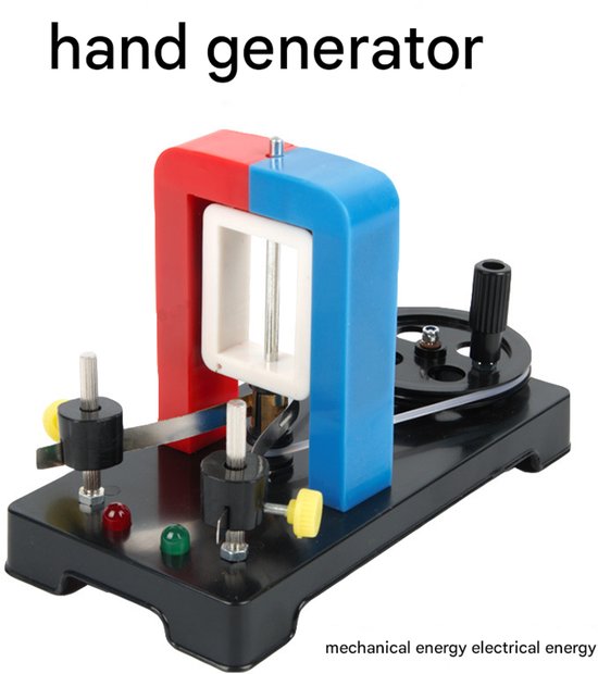 Foto: Handmatig aangedreven generator met elektromotor geschikt voor wetenschappelijke experimenten montageset voor een elektromotor hulpmiddel voor natuurkundeonderwijs draagbare noodgenerator ideaal voor schoollaboratoria en doe het zelfprojecten 