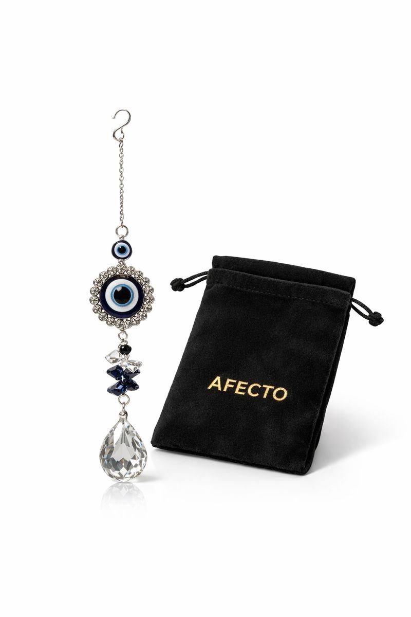 Afecto C: Afecto Boze Oog Suncatcher met Kristal – Decoratieve Gelukshanger – Raamdecoratie Blauw C: blauw