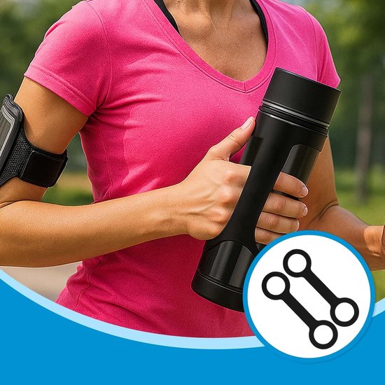 2-delige Fleshouder Greep Accessoire - Anti-slip Siliconen Handvatriem Voor Elke Fles - Zachte Bandhouder Voor Gym & Workout, Zwart — afbeelding 3