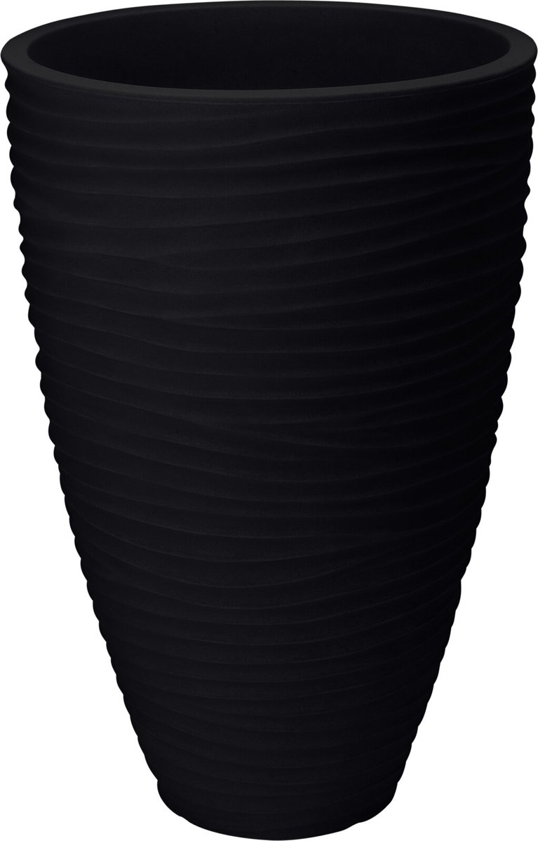 In & Out Deco bloempot kunststof - rond - ribbel - hoog 60 cm - doorsnede 40 cm