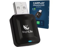 BrightLife Carplay Dongle – Android Auto & Apple Carplay Dongle – Nieuwste Model – Stabiele Verbinding – Draadloos – Incl. USB-C Adapter en Ebook