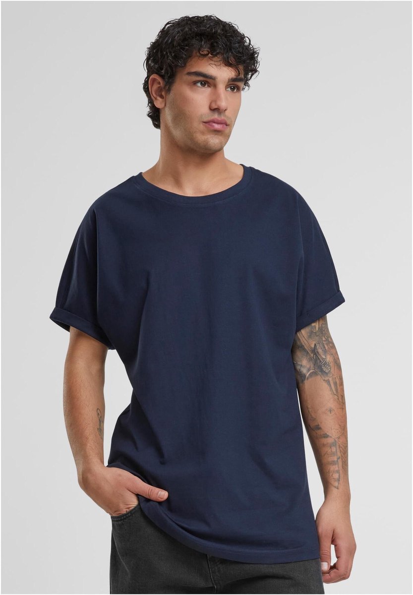 T-shirt met lange revers Urban Classics Blauw
