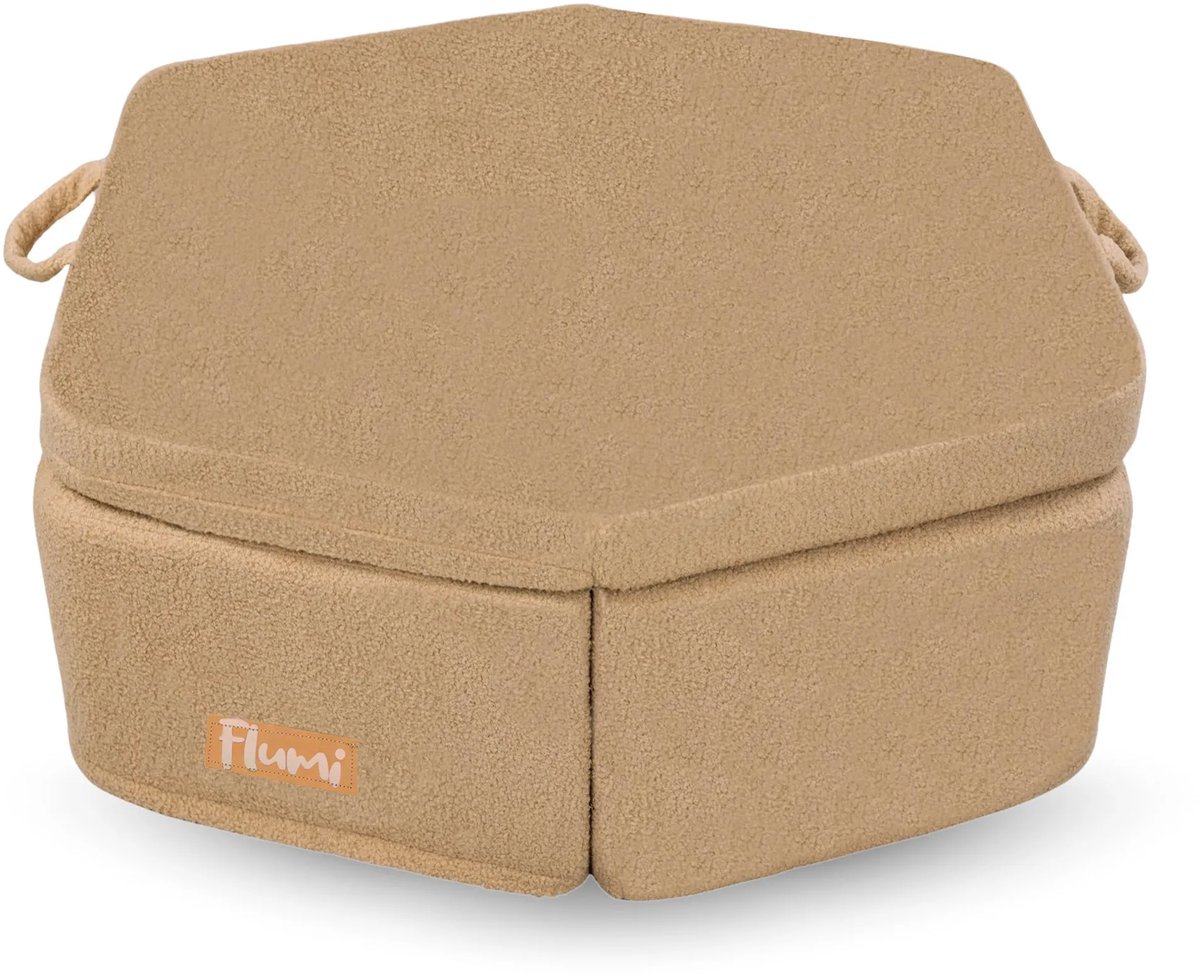 Flumi modulaire Montessori speelset - schuim speelmeubel van teddy stof voor kinderen - 6 elementen - donker beige