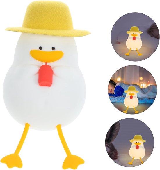 LED-nachtlampje, warm licht, nachtlampje voor naast het bed voor jongens en meisjes, in de vorm van een cola-eendje, 3 lichtstanden, oplaadbaar via USB, gaat direct aan met een tikje, 12,6*9,6*8,8 cm van Merkloos — afbeelding 5