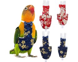 JHubers Goods- Vogel luier pak - Herbruikbaar - 4 stuks - Wasbaar - Geschikt voor papegaaien - Verschillende kleuren - Valkparkiet Conure Budgie Ara - Afrikaanse grijze parkiet - Urine nat pak - Schattig - Vlucht - Bloem - Luier - Vogel.