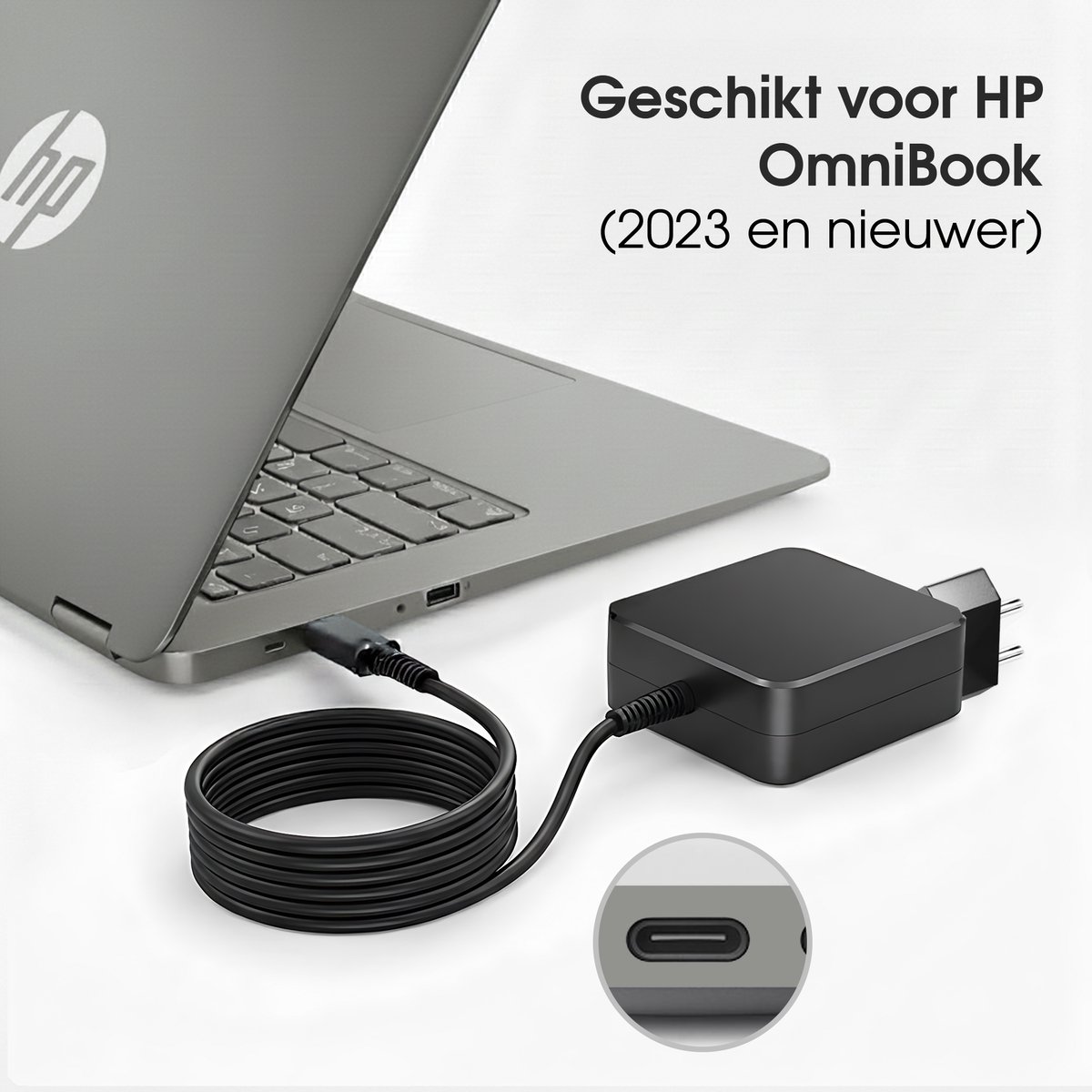 65W USB-C Laptop oplader voor HP OmniBook (2-in-1) – Alle modellen vanaf 2023 – Kabel + Adapter — cadeau in Cadeau-ideeën - foto 5