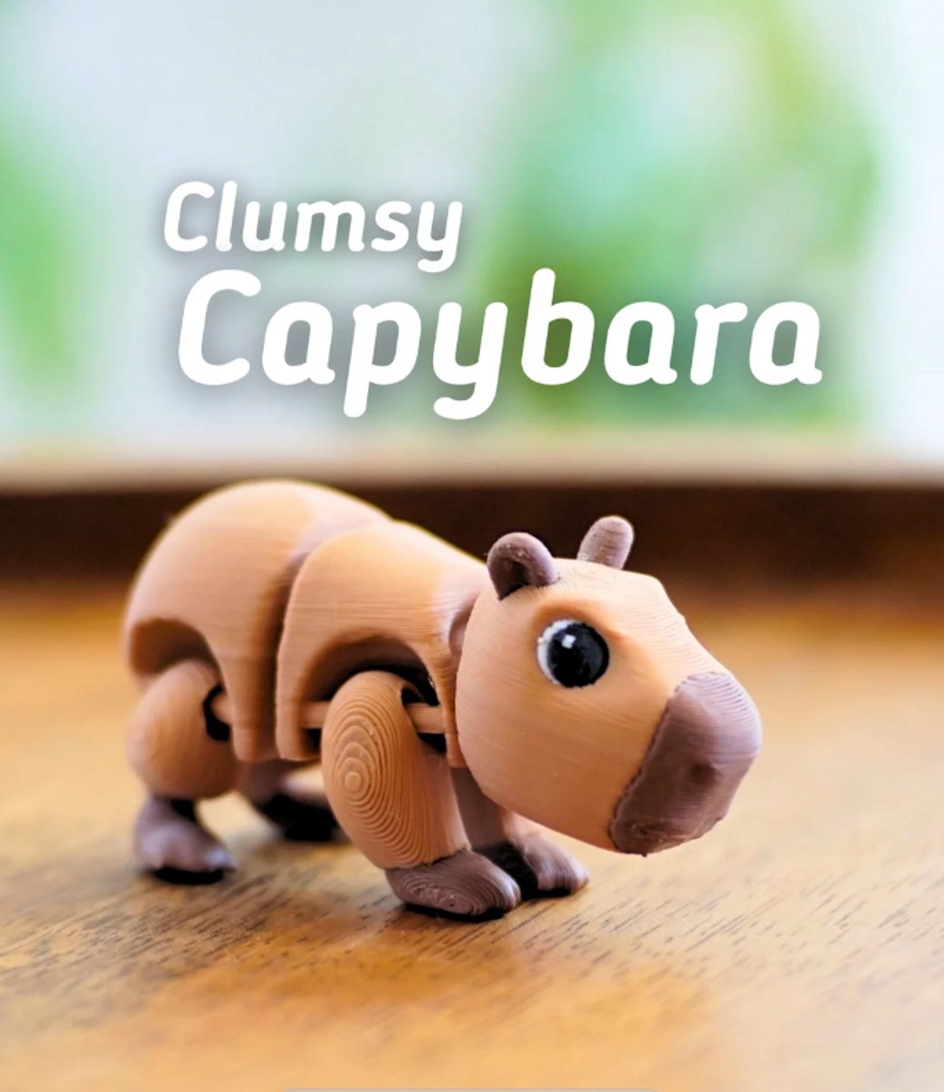 Onhandige Capibara 3D Print - Vera's Arts & Dice - Clumsy Capybara 3D Print - Speelgoed - Verzamelobject - Capibara Figuur - Licht Bruin Donker Bruin Zwart Wit