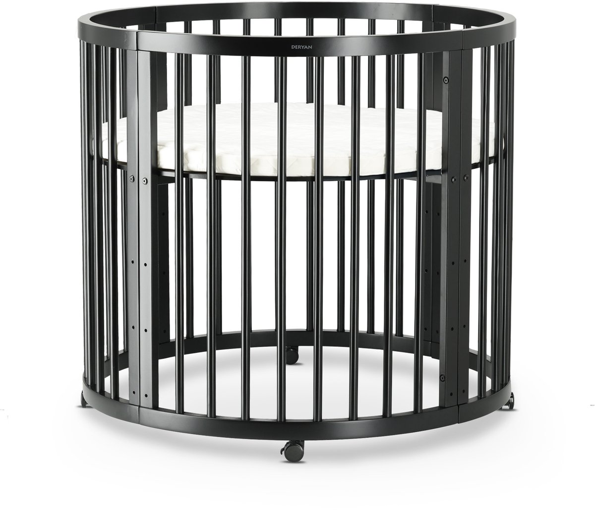 Deryan Willow Box - Ronde Baby Box met Matras - Playpen op Wieltjes - Zwart