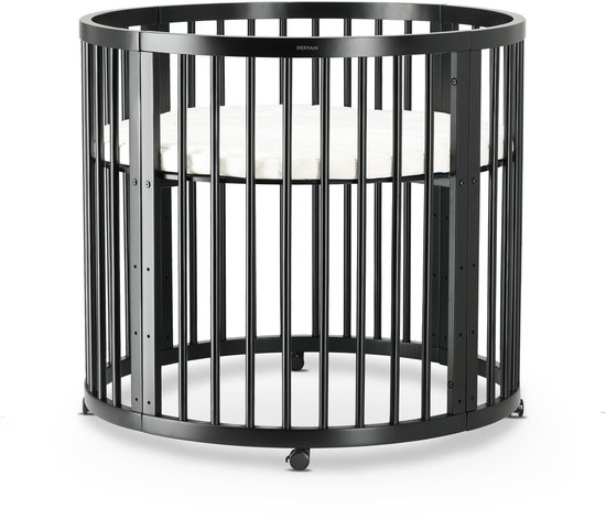 Deryan Willow Box - Ronde houten speelbox - Baby Box - Playpen - Inclusief matras - Zwart